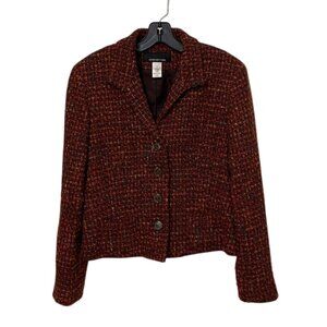 Jones New York Tweed Wool Blend Blazer Jacket Womens Size 12